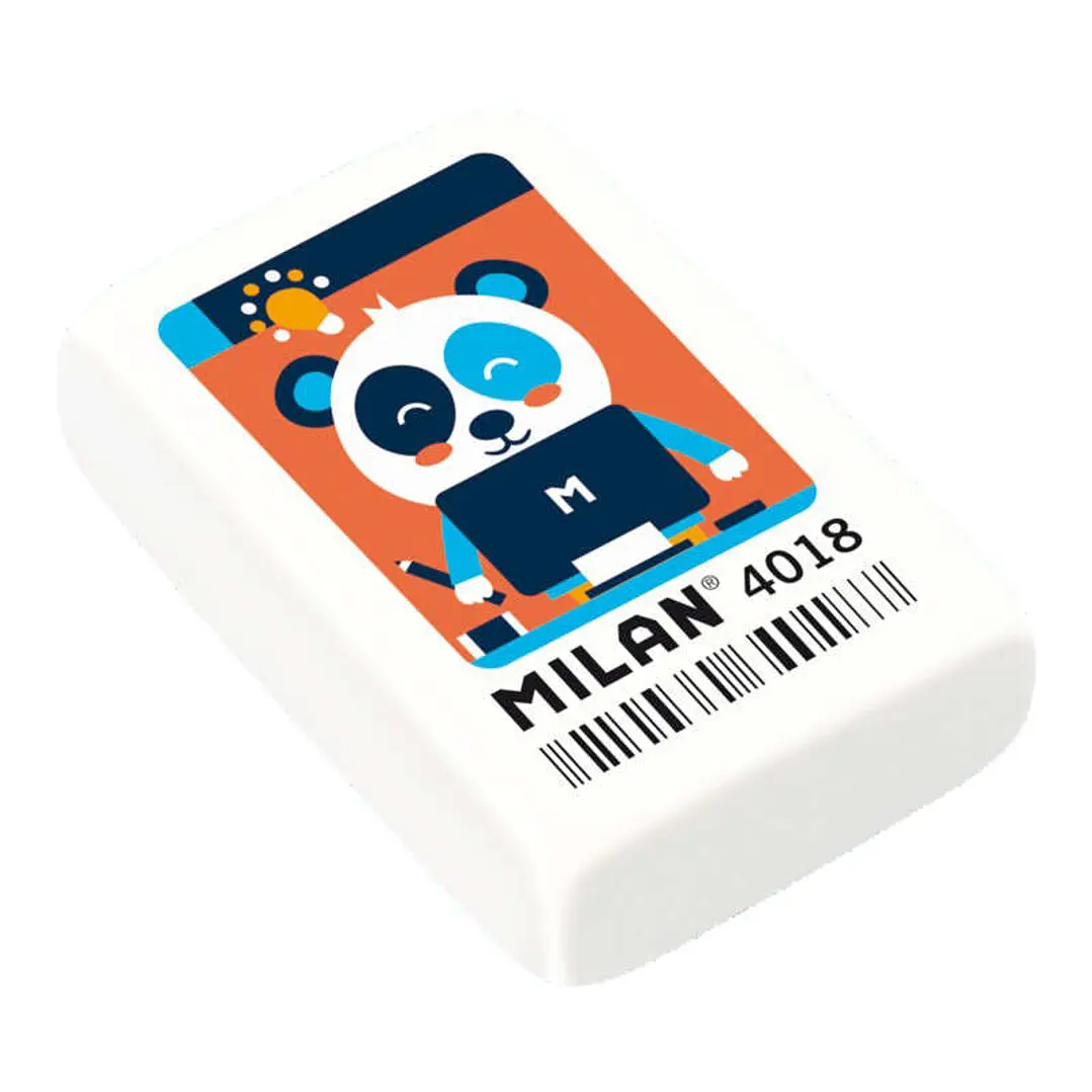 Milan 4018 Goma de Borrar Rectangular - Miga de Pan - Caucho Sintetico - Color Blanco - Dibujos Surtidos 1