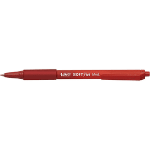 Bic Soft Feel Boligrafo Retractil - Punta Media de 1mm - Cuerpo Translucido con Grip - Color Rojo