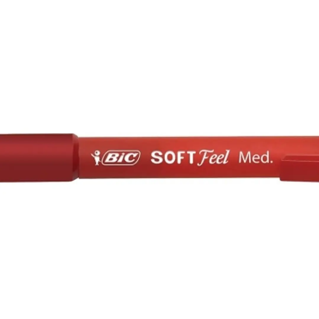 Bic Soft Feel Boligrafo Retractil - Punta Media de 1mm - Cuerpo Translucido con Grip - Color Rojo 1