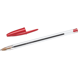Bic Cristal Original Boligrafo de bola - Punta redonda de 1.0mm - Trazo 0.4mm - Tinta con Base de Aceite - Color Rojo