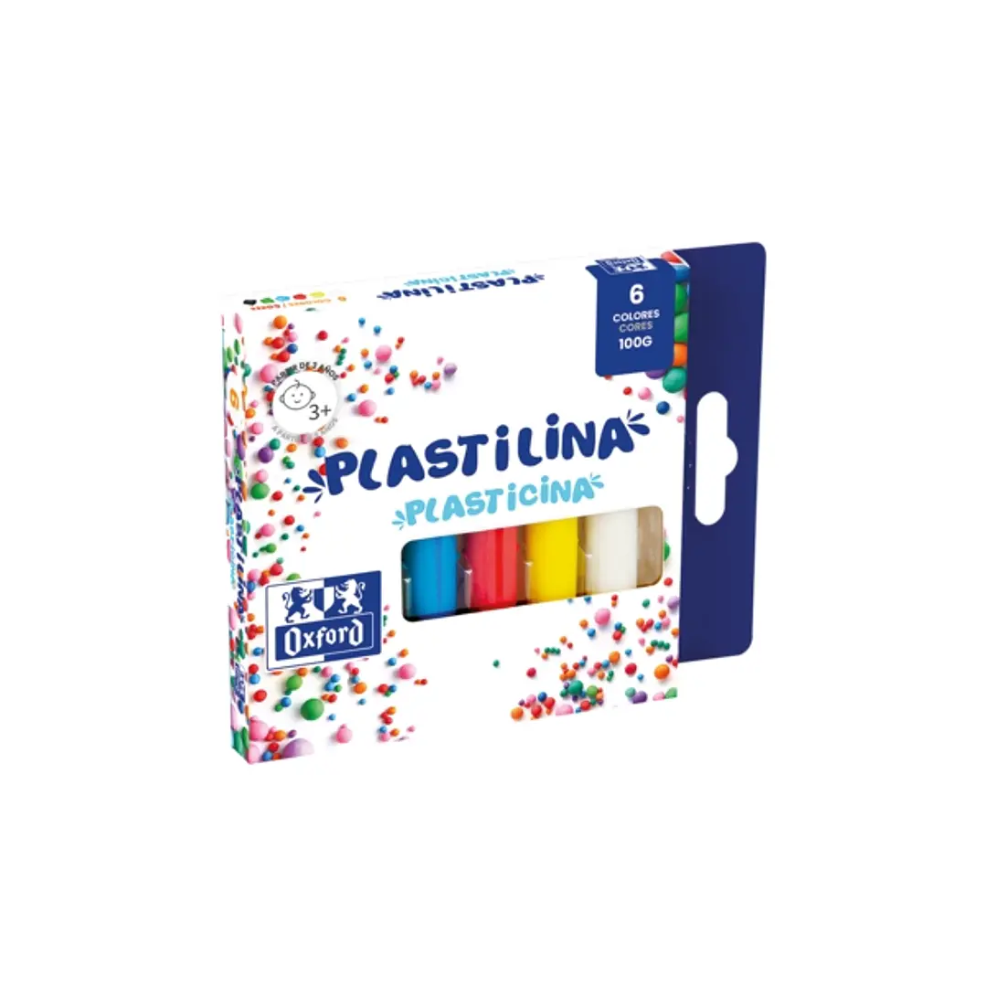 Oxford Plastilina 6 Colores 100gr - Ideal para Modelar y Crear Figuras - Textura Suave y Maleable - Colores Surtidos 1