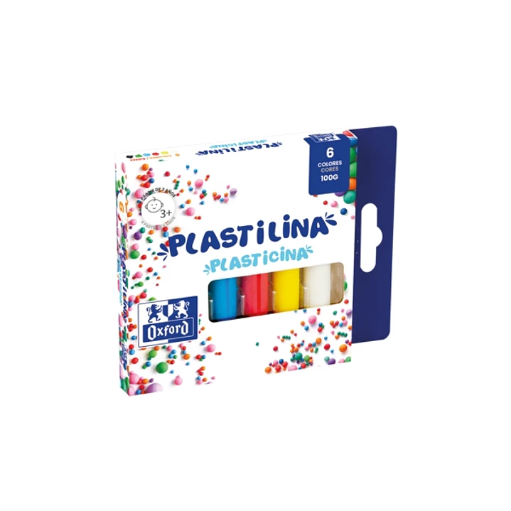 Oxford Plastilina 6 Colores 100gr - Ideal para Modelar y Crear Figuras - Textura Suave y Maleable - Colores Surtidos 1