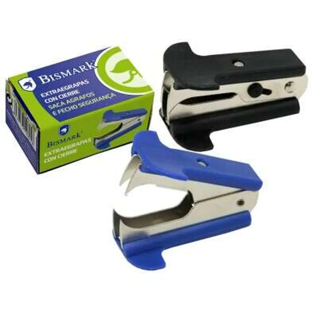 Bismark Quitagrapas Tipo Pinza - Cuerpo Metalico con Empuñadura de Plastico - Cierre de Seguridad 1