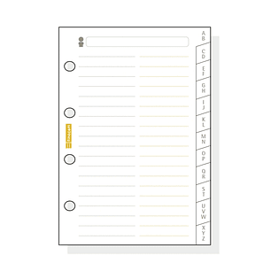 Finocam C175 Indice Alfabetico para Agendas Classic - 12 Solapas - Formato 601 - 56x89x3mm - Cartulina - Color Blanco