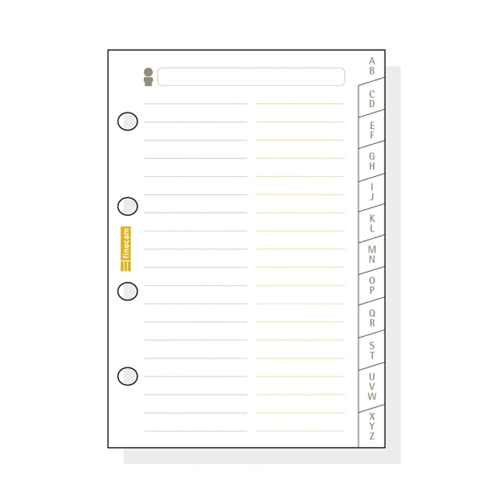 Finocam C175 Indice Alfabetico para Agendas Classic - 12 Solapas - Formato 601 - 56x89x3mm - Cartulina - Color Blanco 1
