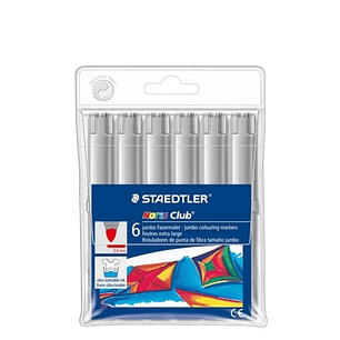 Staedtler Noris Jumbo 340 Pack de 6 Rotuladores Jumbo - Punta de Fibra - Trazo 3mm - Tapa Ventilada - Color Gris