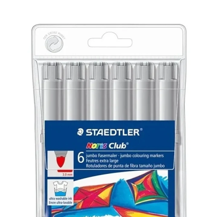 Staedtler Noris Jumbo 340 Pack de 6 Rotuladores Jumbo - Punta de Fibra - Trazo 3mm - Tapa Ventilada - Color Gris 1
