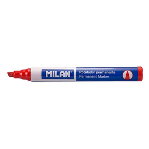 Milan Rotulador Permanente Punta Biselada - Punta 1 - 4mm - Tinta a Base de Alcohol - Color Rojo