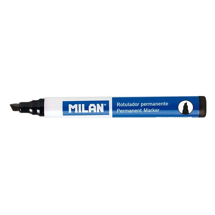 Milan Rotulador Permanente Punta Biselada - Punta 1 - 4mm - Tinta a Base de Alcohol - Color Negro 1