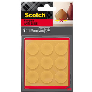 Scotch Pack de 9 Almohadillas Adhesivas Antideslizantes - Diametro de 22mm - Color Transparente