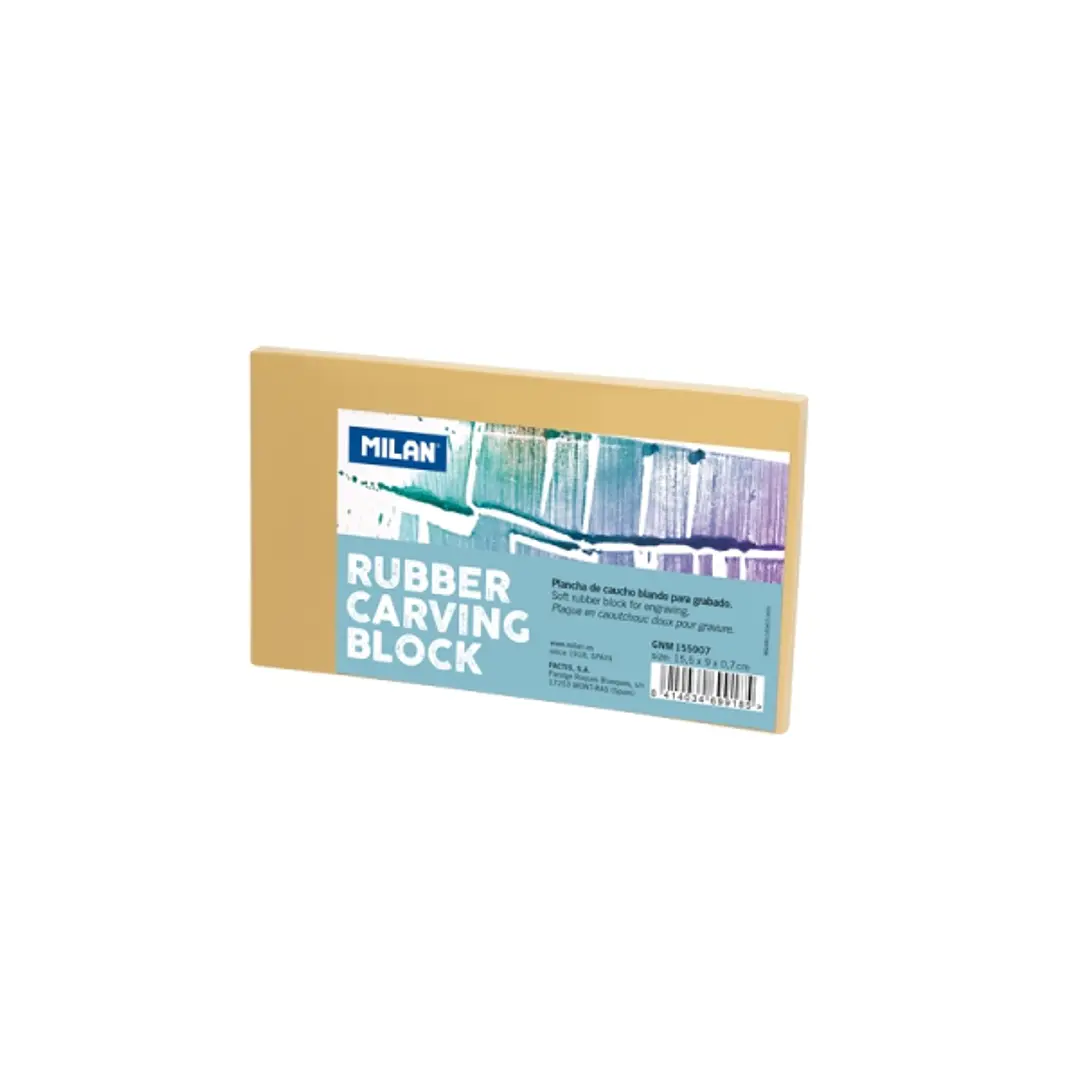 Milan Rubber Carving Block Plancha de Grabado - Caucho Suave - Formato M - 15.5x9x0.7cm - Color Marron 1