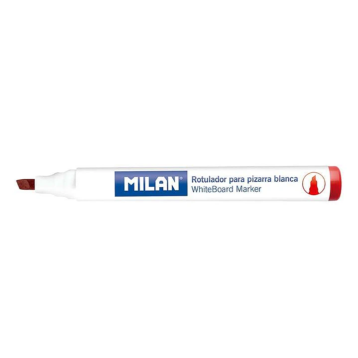 Milan Rotuladores para Pizarra Blanca con Punta Biselada - Punta 1 - 4 mm - Tinta a Base de Alcohol - Borrable en Seco - Color Rojo 1