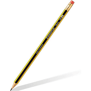 Staedtler Noris 122 Lapiz de Grafito Hexagonal con Goma - Mina HB - Resistencia a la Rotura - Sin PVC ni Latex