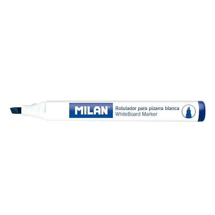 Milan Rotuladores para Pizarra Blanca con Punta Biselada - Punta 1 - 4 mm - Tinta a Base de Alcohol - Borrable en Seco - Color Azul 1