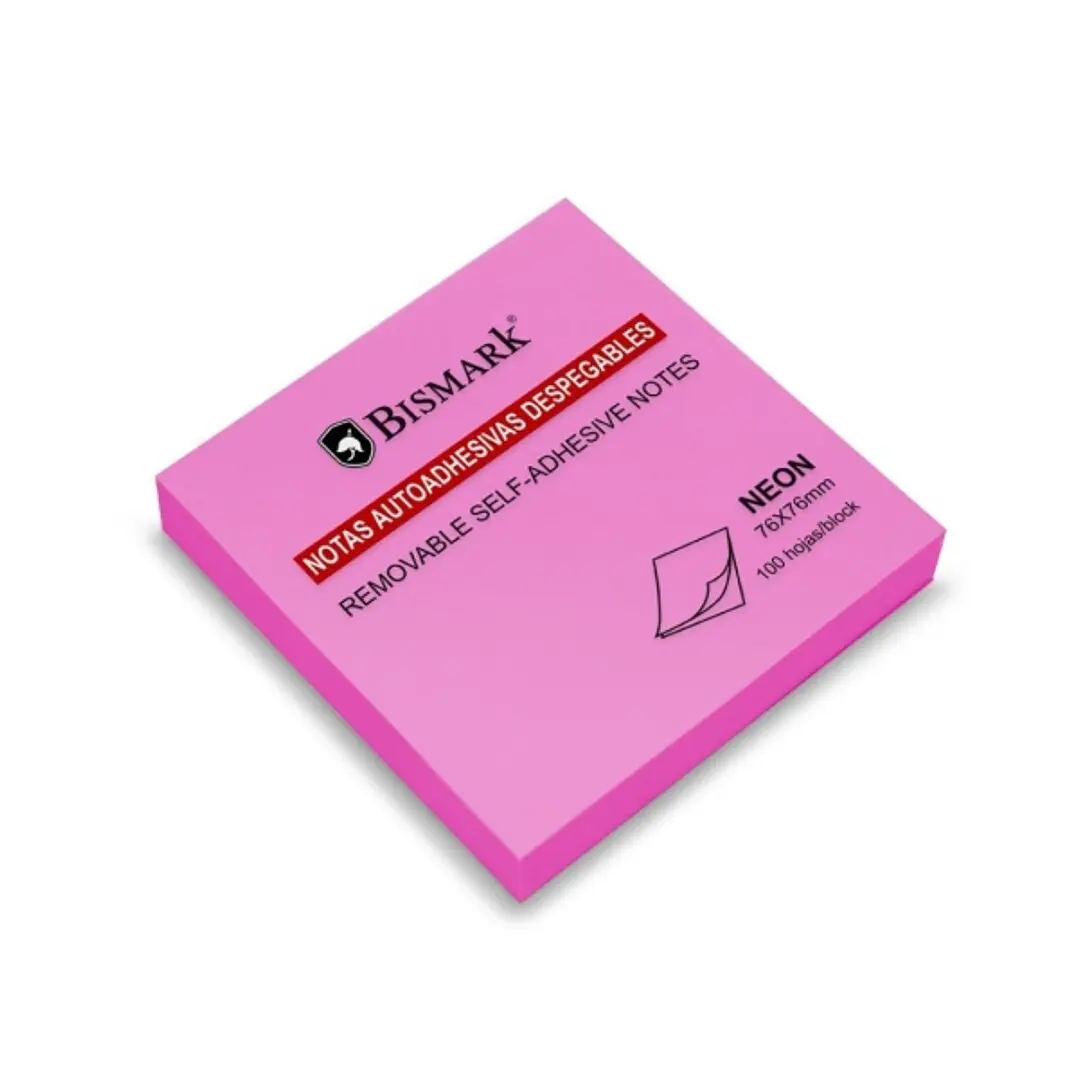 Bismark Bloc de 100 Notas Adhesivas 76x76mm - Color Magenta Neon 1