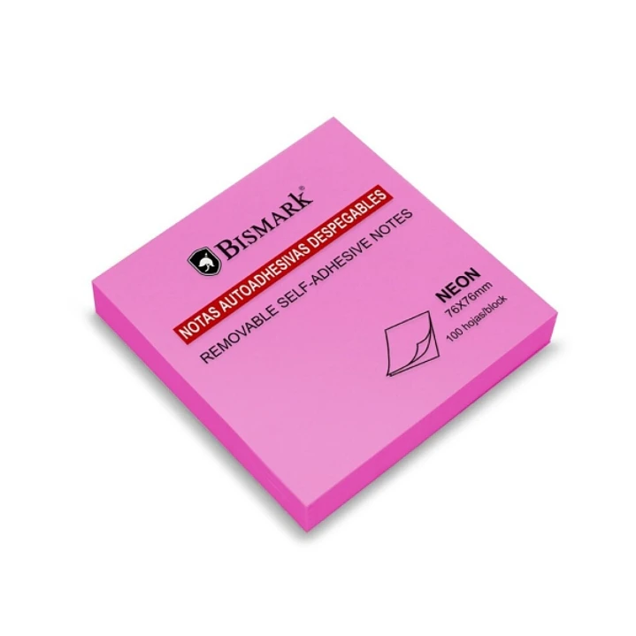 Bismark Bloc de 100 Notas Adhesivas 76x76mm - Color Magenta Neon 1