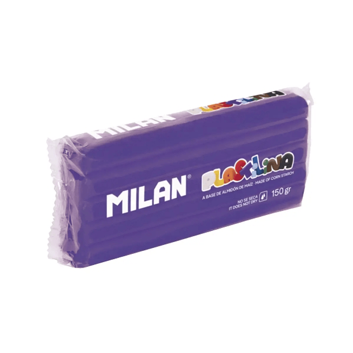 Milan Barra de Plastilina de 150gr - Base de Almidon de Maiz - Sin Gluten - Mezclables - Color Lila 1