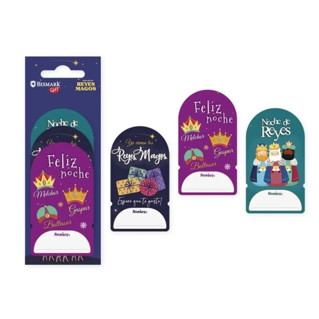 Bismark Pack de 6 Etiquetas Adhesivas Reyes Magos - 3 Diseños Surtidos - Espacio para Escribir 1