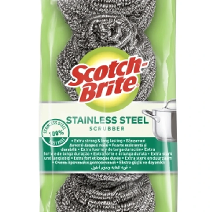 Scotch-Brite Pack de 4 Estropajos de Acero Inoxidable - Promocion 3 + 1 Gratis - Color Gris Metalizado 1