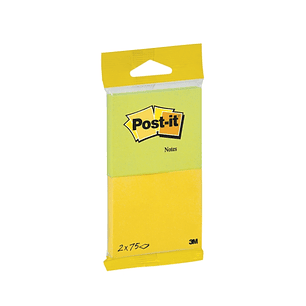 Post-It Pack de 2 Blocs de 75 Notas Adhesivas Reposicionables - Forma Rectangular - 635x762mm - Colores Surtidos