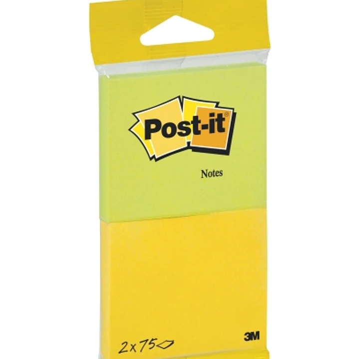 Post-It Pack de 2 Blocs de 75 Notas Adhesivas Reposicionables - Forma Rectangular - 635x762mm - Colores Surtidos 1