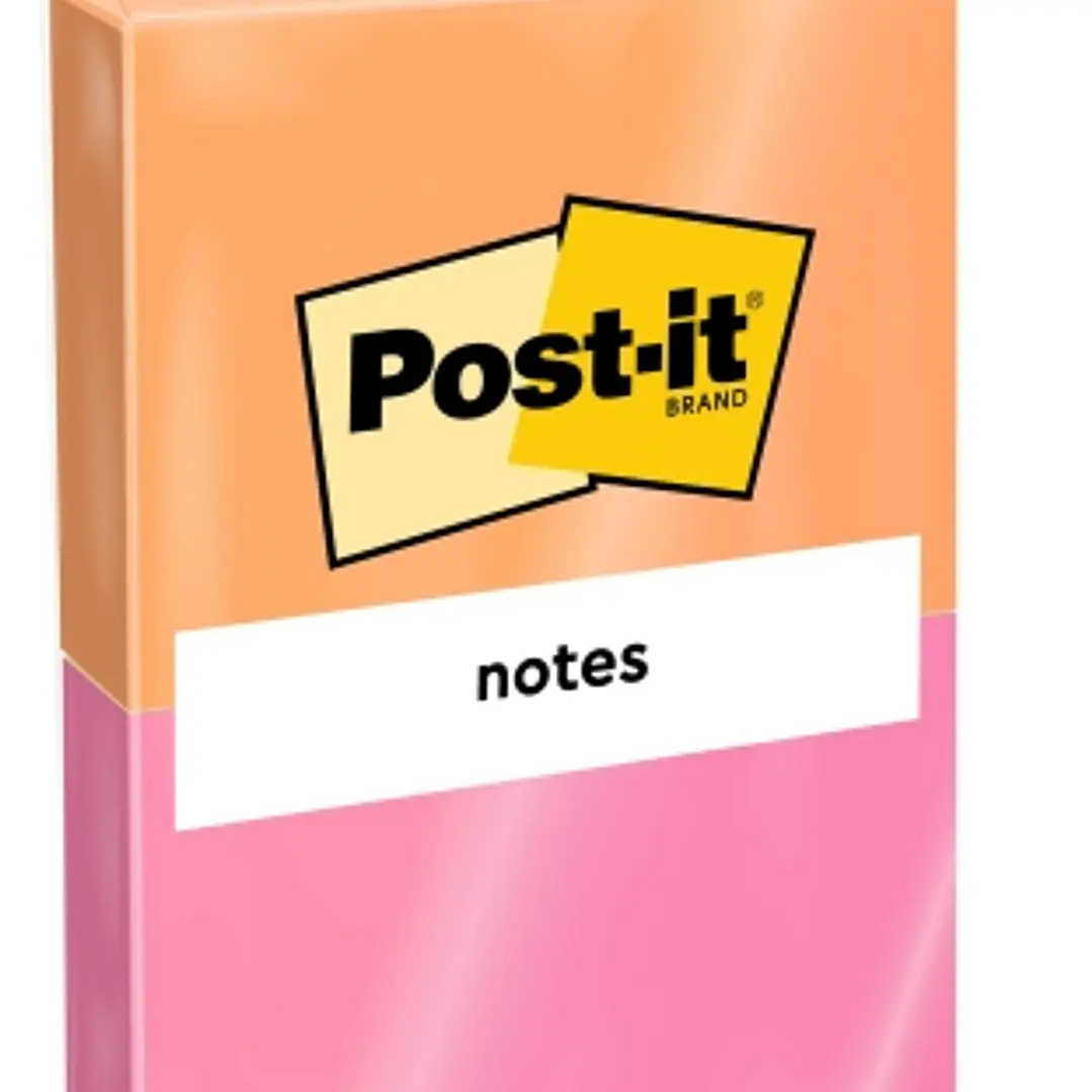 Post-It Pack de 2 Blocs de 75 Notas Adhesivas Reposicionables - Forma Rectangular - 76x63.5mm - Colores Surtidos 1