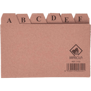 Mariola Indice A-Z Nº2 para Fichero - Medidas 125x75mm - Color Marron