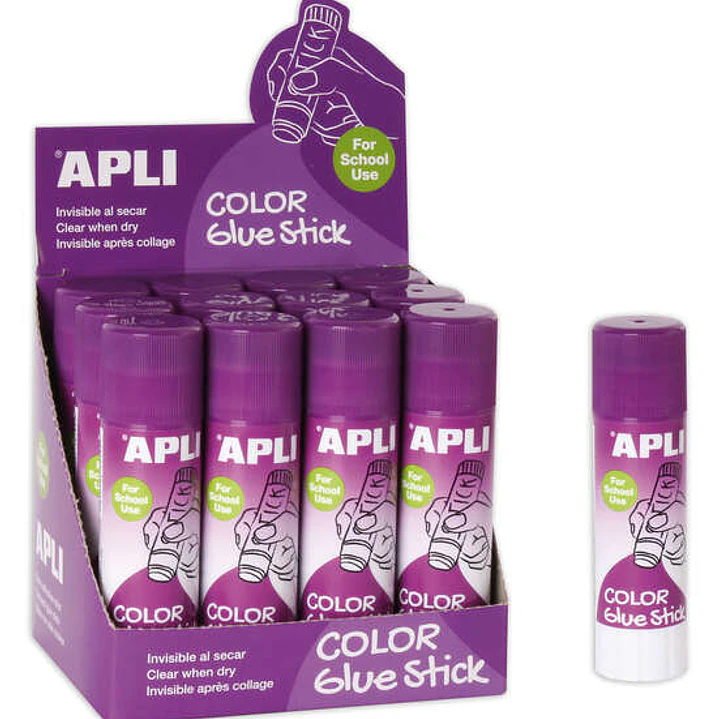 Apli Barra Pegamento Adhesivo 21g - Facil Aplicacion - No Toxico - Color Lila pero una Vez Seco se Vuelve Invisible 1