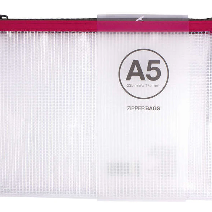 Apli Sobres Porta-Todo de Goma Eva Transparente - Tamaño A5 (235x175mm) - Suaves, Resistentes y Duraderos - Cierre de Cremallera - Colores Surtidos 1