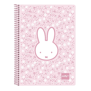 Safta Miffy Flores Cuaderno Espiral - Formato Cuarto - 80 Hojas Cuadriculado 4x4mm - Papel 80g/m2 - Tapas Duras - 155x10x220mm - Color Rosa
