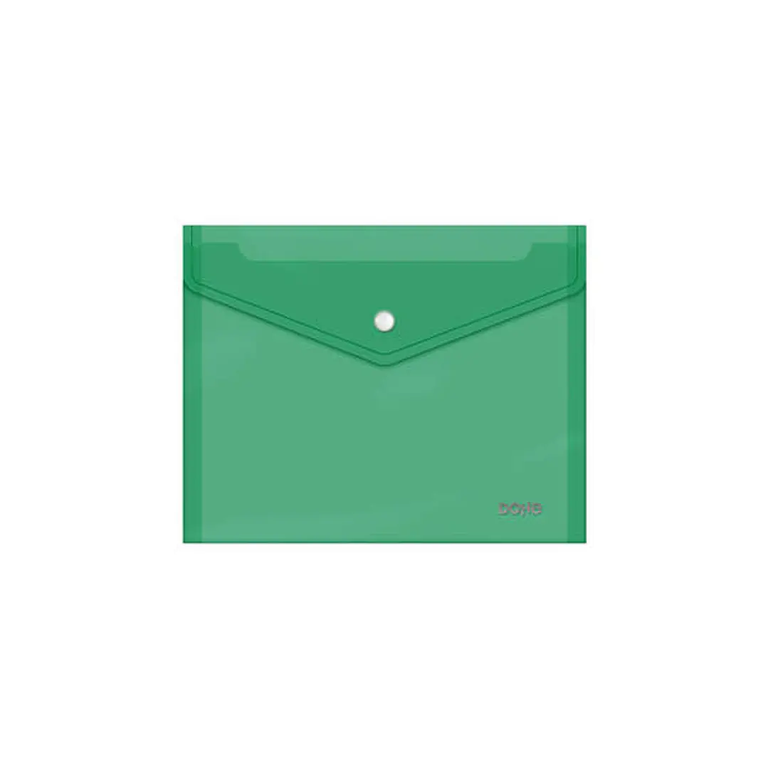 Dohe Sobre Portadocumentos A5 - Cierre de Broche - Polipropileno Cristal Transparente 150 Micras - Color Verde 1
