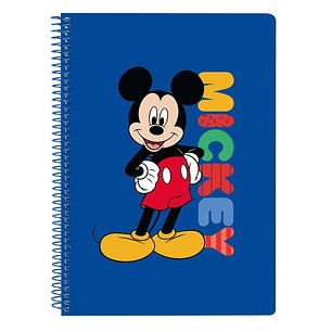 Safta Mickey Mouse Today Libreta con Espiral - Formato Cuarto - 80 Hojas de Papel 80g/m2 - Cuadriculas 4x4mm - Tapas Duras Glasofonadas - Margen Later