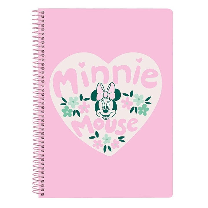 Safta Minnie Mouse Minty Libreta con Espiral - Formato Cuarto - 80 Hojas de Papel 80g/m2 - Cuadriculas 4x4mm - Tapas Duras Glasofonadas - Margen Later 1