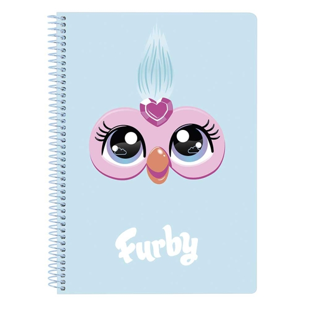 Safta Furby Libreta Espiral - Formato Cuarto - 80 Hojas Cuadriculas de 80g/m2 - Tapas Duras Glasofonadas - Espiral Metalico 42 Agujeros - 155x10x220mm 1