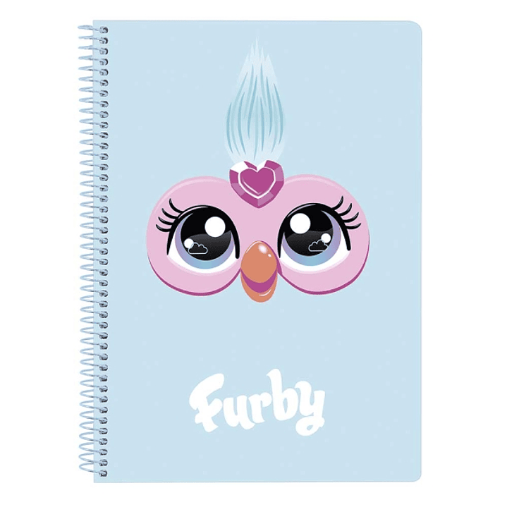 Safta Furby Libreta Espiral - Formato Cuarto - 80 Hojas Cuadriculas de 80g/m2 - Tapas Duras Glasofonadas - Espiral Metalico 42 Agujeros - 155x10x220mm 1