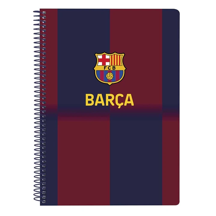 Safta F.C.Barcelona Cuaderno Espiral - Tapas Duras - 80 Hojas A4 con Cuadriculada 4X4mm - Formato Cuarto - 15.5x22x1cm - Color Rojo y Azul 1