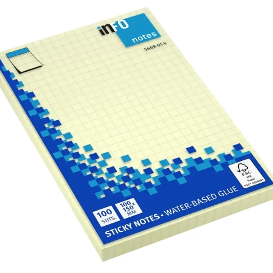 Global Notes inFO Bloc de 100 Notas Adhesivas con Cuadricula 150 x 100mm - Certificacion FSC - Color Amarillo 1