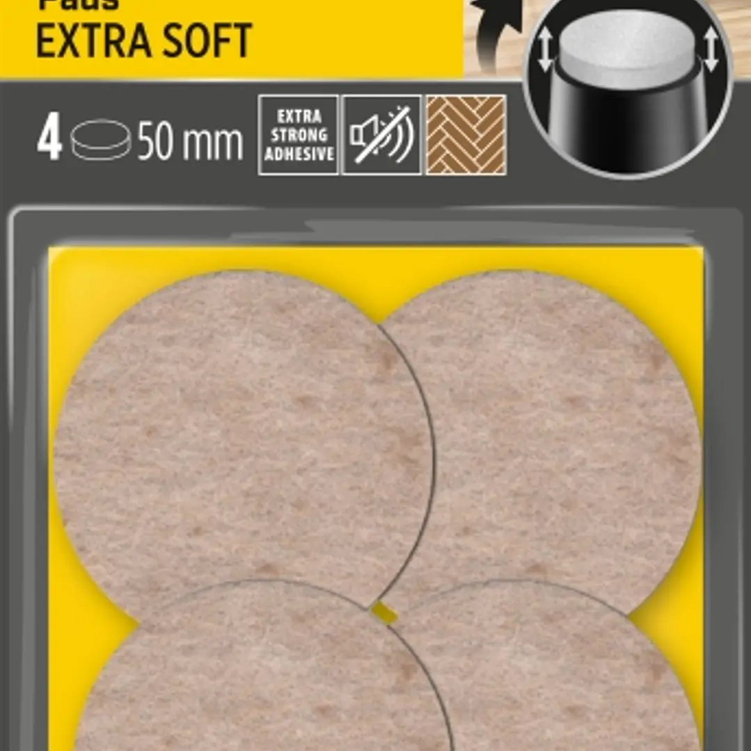 Scotch Pack de 4 Almohadillas de Fieltro Adhesivas - Extra Suaves - Diametro de 50mm - Color Beige 1