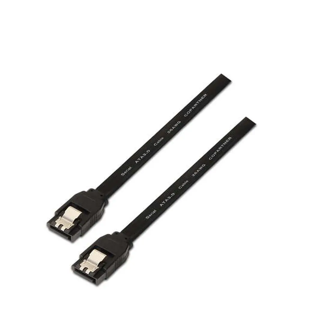 Aisens Cable SATA III Datos 6G con Anclajes - 0.5m para Disco Duro SATA I - II - III SSD - Color Negro 1