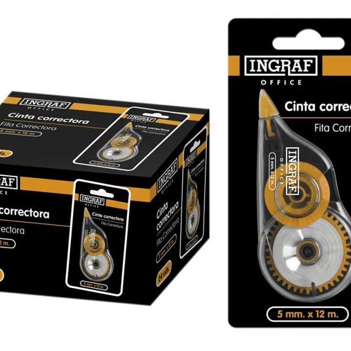 Ingraf Cinta Correctora en Seco 5mmx12m - Correccion Rapida y Limpia - Escritura Inmediata 1