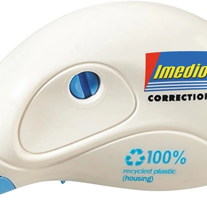 Imedio Roller Compact Cinta Correctora 5mm x 10m - Rapido, Limpio y Preciso - Sin Disolventes - Control de Nivel de Cinta - Tensor de Cinta - Carcasa  1