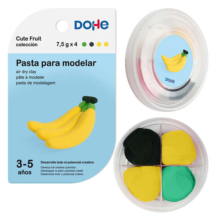 Dohe Coleccion Cute Fruit Pasta para Modelar Platano - Ligera y Flexible - Apto para Niños de 3 a 5 Años 1