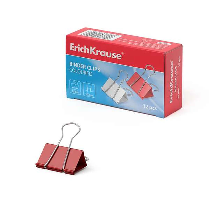 Erichkrause Pack de 12 Pinzas para Papeles 25mm - Capacidad hasta 110 hojas - Alambre de Acero de Alta Calidad - Colores Surtidos 1