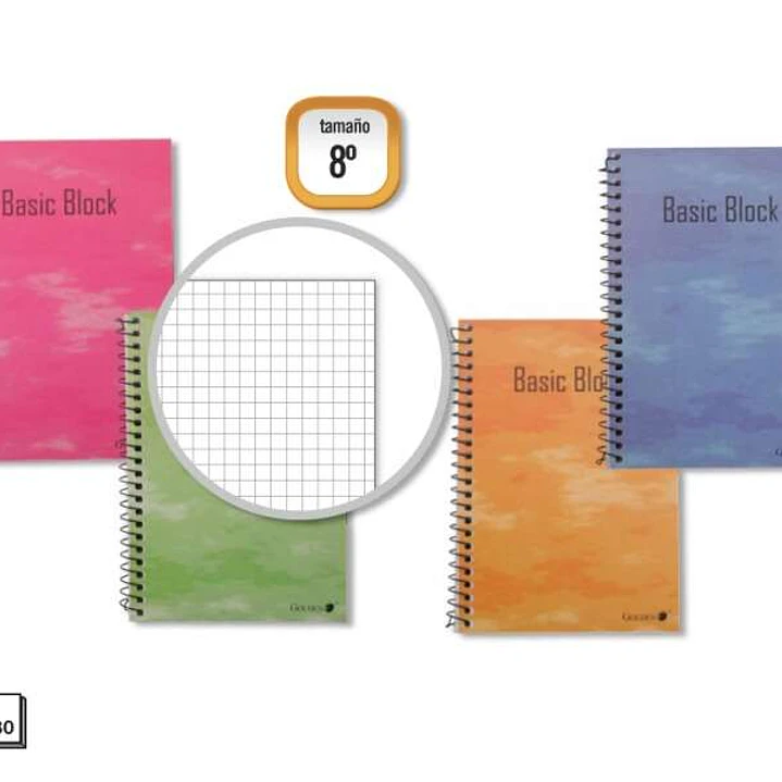 Golden Cuaderno Espiral 8º Natural (153x102mm) 80 Hojas 60gr Cuadricula - Margen Remarcado - Tapa Normal Plastificada - Colores Surtidos 1