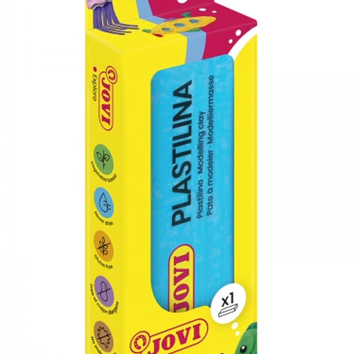 Jovi Pastilla de Plastilina 150gr - 100% Vegetal - No Se Seca - sin Gluten - Facil de Moldear - Libre de Alergenos - No Toxica - Color Azul 1
