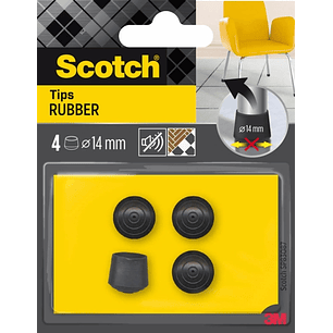 Scotch Pack de 4 Conteras de Goma - Diametro de 14mm - Color Negro