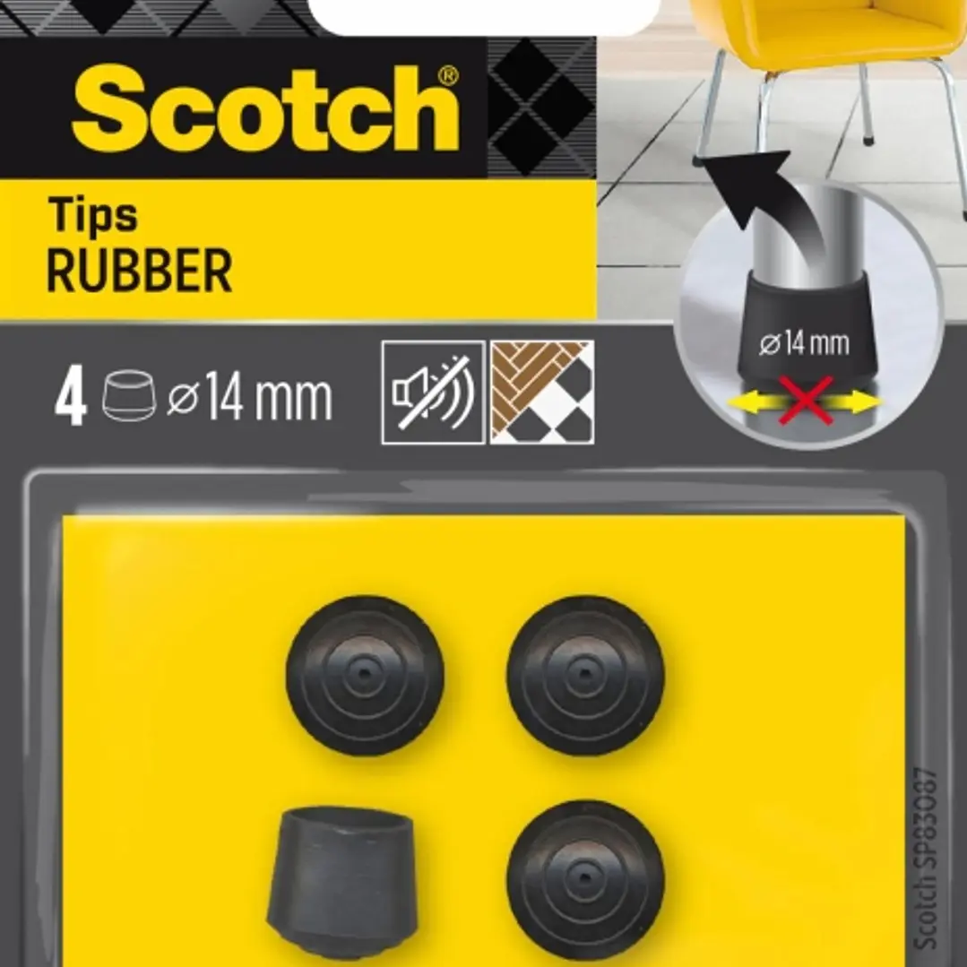 Scotch Pack de 4 Conteras de Goma - Diametro de 14mm - Color Negro 1