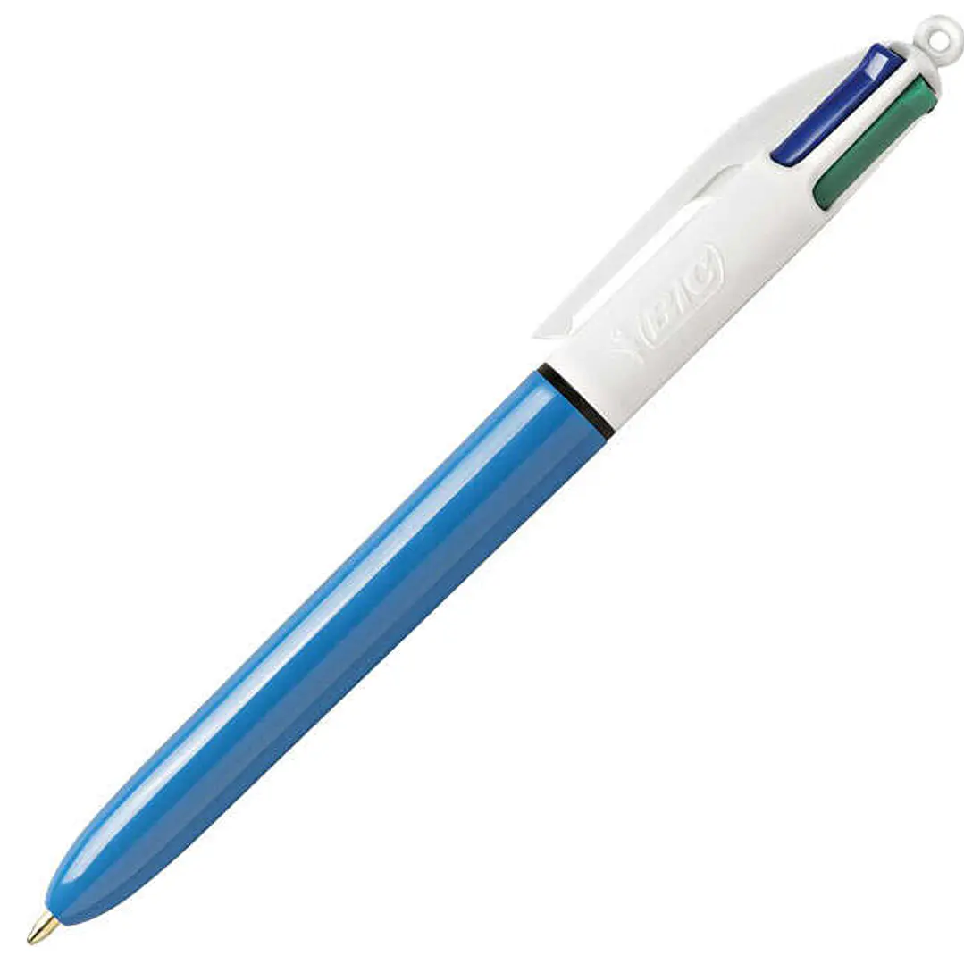 Bic 4 Colours Original Boligrafo de Bola Retractil - Punta Media de 1.0 mm - Tinta con Base de Aceite - Cuerpo Azul/Blanco - 4 Colores 1