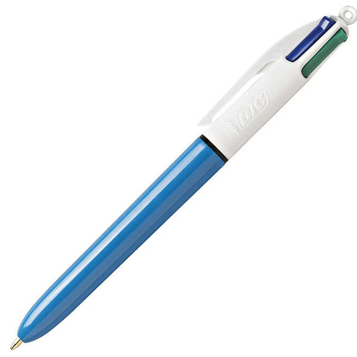 Bic 4 Colours Original Boligrafo de Bola Retractil - Punta Media de 1.0 mm - Tinta con Base de Aceite - Cuerpo Azul/Blanco - 4 Colores 1