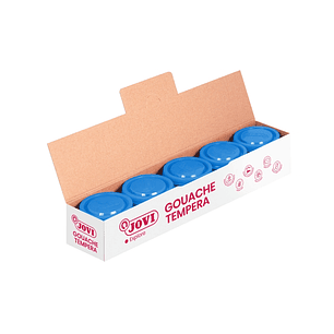 Jovi Bote de Tempera Escolar 35ml - Aplicacion en Multiples Superficies - Uso con Pincel, Rodillo o Espatula - Colores Mezclables - Color Azul Cyan